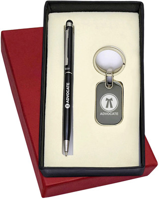 UJJi Advocate Logo Slim Design Black Body Metal Ball Pen(Pack of 2, Ink Color - Blue )