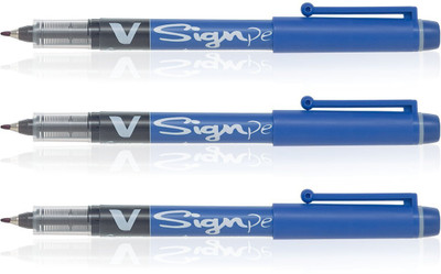 PILOT Pilot V Sign Pen Fineliner Pen(Pack of 3, Ink Color - Blue)