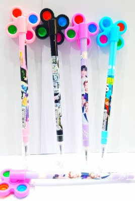 Sawkirp BTS Spinner pen Gel Pen(Pack of 4, Blue)