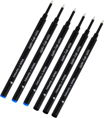 auteur 6 Pack - Black & Blue Fine Tip Schmidtt 888 Roller Ball Pen Refill(Pack of 6, Ink Color - Black, Blue)