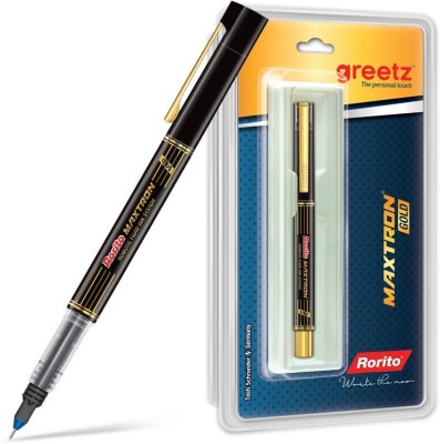 Rorito Greetz (Maxtron Gold Pen Blue) 3 PCS Gel Pen(Pack of 3, Ink Color - Blue)