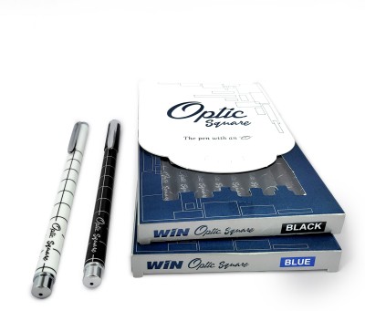 Win Optic Square 20 Pens (10 Blue & 10 Black) | 0.7 mm Tip | Smooth Writing Ball Pen(Pack of 20, Ink Color - Blue & Black)