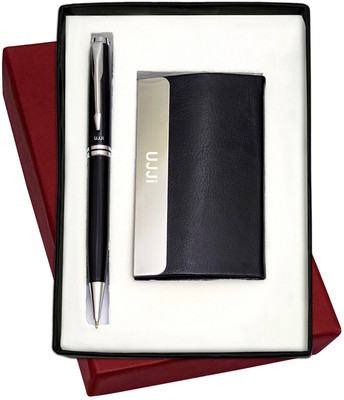 UJJi 2in1 Black Color Body Ball Pen with ATM Card Holder Pen Gift Set(Pack of 2, Ink Color - Blue )