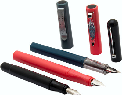 Ledos Set Of 3 Jinhao With Chrome Trims & Converter Fountain Pen(Pack of 3, Ink Color - converter system)