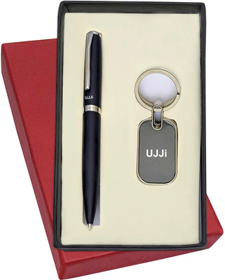 UJJi 2in1 set with Matte Finish Black Colour Ballpen and Keychain Pen Gift Set(Pack of 2, Ink Color - Blue )