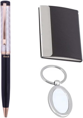 Krink B225-CH07-KC01 3in1 Metal Ball Pen, Keychain and ATM Card Holder Pen Gift Set(Blue)