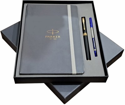 PARKER ASTER MATTE BLACK GT ROLLERBALL PEN WITH GREY NOTEBOOK Roller Ball Pen(Ink Color - Blue)