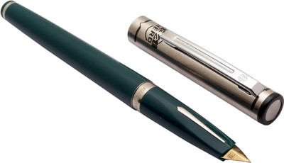 Gold Leaf Hero 240 Fountain Pen – Green Fine Nib 0.5mm with Fixed Ink Converter Fountain Pen(Ink Color - Multicolor)