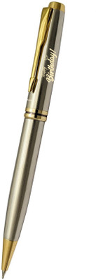 UJJi Happy Birthday Engraved Dull Chrome Platted with Golden Part Ball Pen(Ink Color - Blue )