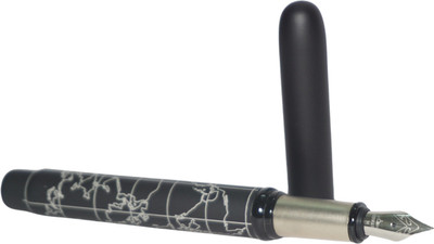 Submarine 3019 World Map Metal Fountain Pen, Comes with 2 Cartridges and a Converter Fountain Pen(Ink Color - Blue )