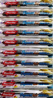 Rorito Flymax BLUE Gel Refills Pck of 50 REFILLS Refill(Pack of 50, Ink Color - Blue)