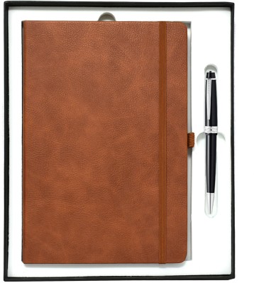 CROSS Bailey Light Tan Notebook + Pen Gift Set(Pack of 2, Black)