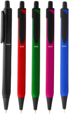 UJJi Click Pen in Mix Color Matte Finish Retractable Ball Pen(Pack of 5, Ink Color - Blue )