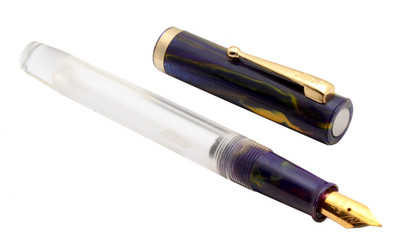 Ledos Oliver 51 JT Demonstrator Golden Trims Marble Violet Cap Acrylic Fountain Pen(Ink Color - Eyedropper System)
