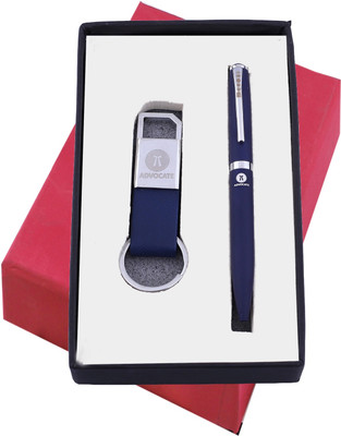 K K CROSI PENSET-007 Keychain & Blue Ball Pen Combo Set (Customization available) Ball Pen(Ink Color - Blue)