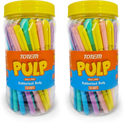 TOTEM Pulp 100 Pens (90 Blue & 10 Black) | 0.7 mm Tip | Fragrance Ink | Smooth Writing Ball Pen(Pack of 100, Ink Color - Multicolor)