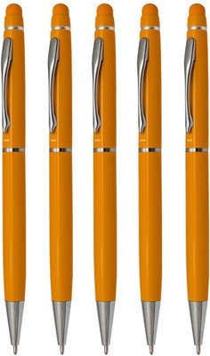 UJJi Orange Colour Pen with Stylus for Touch Screen Ball Pen(Pack of 5, Ink Color - Blue)