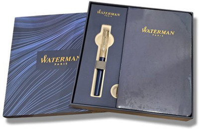 Waterman Allure Deluxe Blue CT Fountain Pen – Fine Nib With A5 Notebook Fountain Pen(Ink Color - Black)