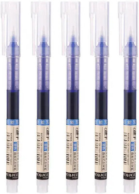 triple paper Office Stationery Water Based Solid Color Ink Cartridge Roller Ball Pen(Pack of 5, Ink Color - Blue)