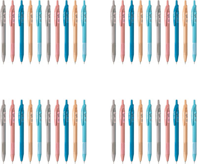 FLAIR SRX Retractable Ball Pen Wallet | Tip Size 0.7 mm | Smooth Writing Ball Pen(Pack of 4, Ink Color - Blue)