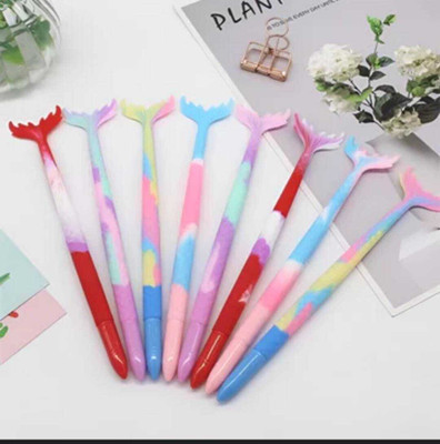 AMANVANI Mermaid Gel Pen set for students, Cartoon pen gel, Cute pens, Writing Pen School Gel Pen(Pack of 8, Ink Color - Blue)