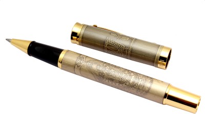 Ledos Levin 101 Lord Tirupati Balaji & Tilak Symbol Engraved Golden Trims Roller Ball Pen(Blue Ink)