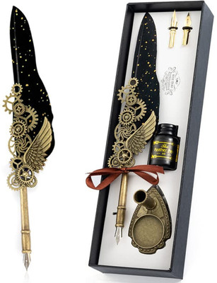 Black mirror Mechanic Style Quill Calligraphy Fountain Pen(Ink Color - Blue, Black)