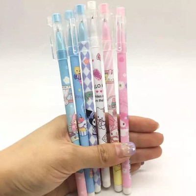 SAH Cartoon Printed Erasable Gel Pen Set Of 6 For Kids. 0.5mm Nib Size Gel Pen Gel Pen(Pack of 6, Ink Color - Blue)