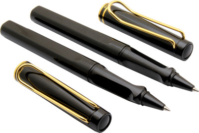 Ledos Luoshi 260 Black Metal Body With Golden Clip Roller Ball Pen(Pack of 2, Ink Color - Blue)