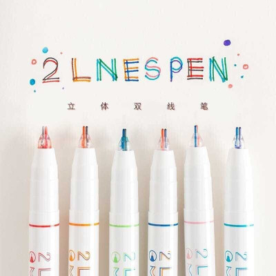 AAHANSHOPPE 2 LINES GEL PEN PACK OF 6 PCS Gel Pen(Pack of 6, Ink Color - Multicolor)