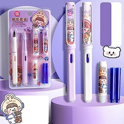 fixer Eraseable Fountain Pen Fine Nib Space Theme Fountain Pen(Pack of 2, Ink Color - Blue)