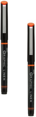OHTO Graphic Liner Needle Point-005 Artist Supplies Archival Inking Roller Ball Pen(Pack of 2, Black)