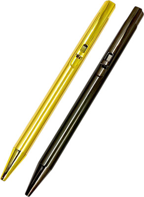 auteur 117 Set Of 2 Slim Metal Body Golden & Gunmetal Designer Gift Collection Ball Pen(Pack of 2, Ink Color - Blue)
