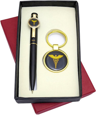 UJJi 2in1 Doctor Logo Brass Body Keyring & Ball Pen Combo Keychain and Pen Gift Set(Pack of 2, Ink Color - Blue )