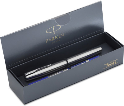 PARKER Frontier Stainless Steel, Chrome Trim Roller Ball Pen(Ink Color - Blue)