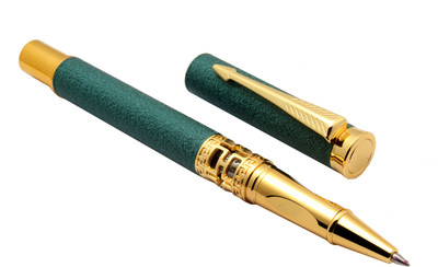 Ledos Luoshi 3217 Matte Green Rock Finish Metal Body Arrow Clip Roller Ball Pen(Ink Color - Blue)