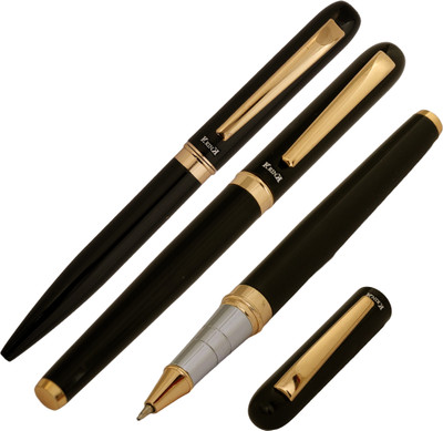 Krink Metal Pen R005_B269 Black And Golden Combination Pen Gift Set(Pack of 2, Ink Color - Blue)
