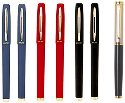 Baoke 6 Multicolor Gel Pen 1.0mm+FREE Roller Ball Blue Ink Pen Black & Gold Finish Gel Pen(Pack of 7, Ink Color - Multicolor)