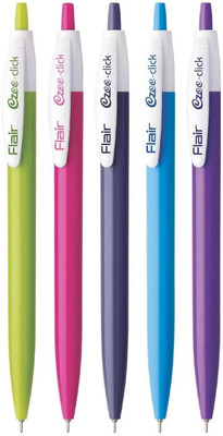 FLAIR Ezee Click 0.7 to 1 mm Ball Pen Pouch Pack Ball Pen(Pack of 20, Ink Color - Blue)