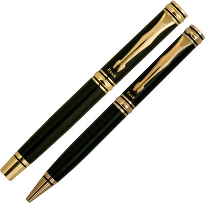Krink Metal Pen R032_B254 Golden and Black Combination Beautiful design Pen Gift Set(Pack of 2, Ink Color - Blue)