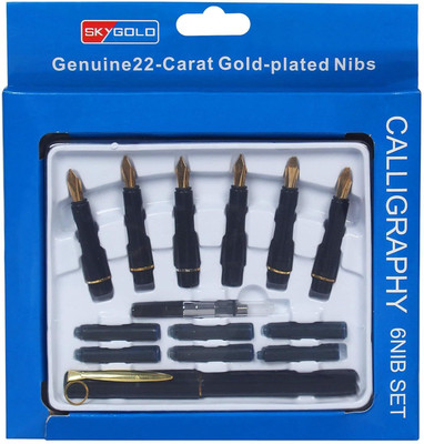 Like it Calligraphy Pen with Set Of 6 Different Tip Nib, 6 Ink Catridges, 1 Extra Calligraphy(Pack of 6, Ink Color - Black)