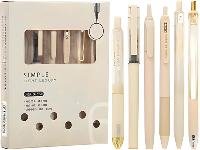 shreeji market Retractable Gel Pen(Pack of 6, Ink Color - Blue)