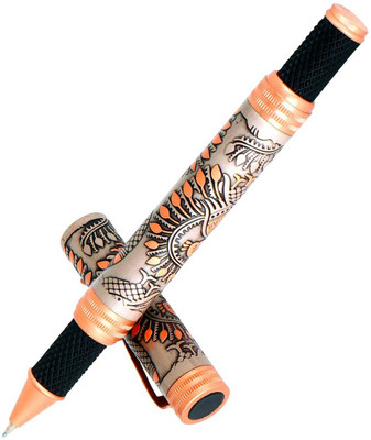 UJJi Peacock Carved Two Tone Metal with German Refill Roller Ball Pen(Ink Color - Blue )