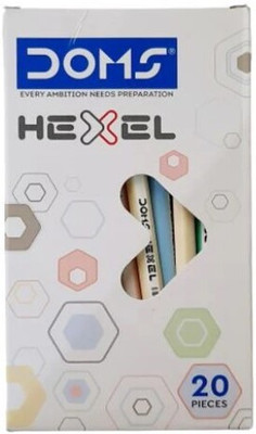 DOMS HEXEL BALL PEN | INK - BLUE | 20 PENS | PASTEL COLOUR BODY | Ball Pen(Pack of 20, Ink Color - Blue)