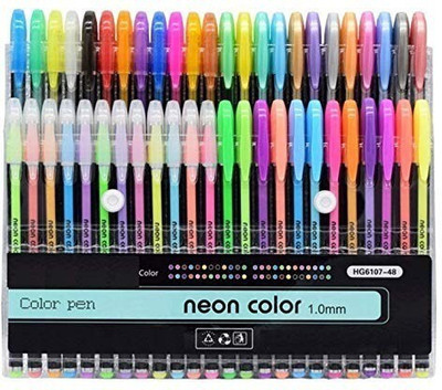 KNAFS 48PCS Gel Color Pen Set Highlighter Metallic Pastel Neon Sketch Drawing Color Gel Pen(Ink Color - Multicolor)