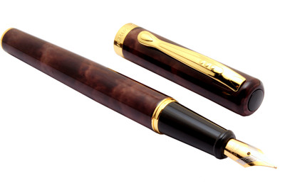 Ledos Dikawen 8073 Brown Marble Design Golden Trims Fountain Pen(Ink Color - converter system)