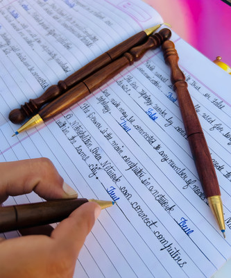 K F Enterprises Wooden Ball Pen(Pack of 4, Ink Color - Blue)