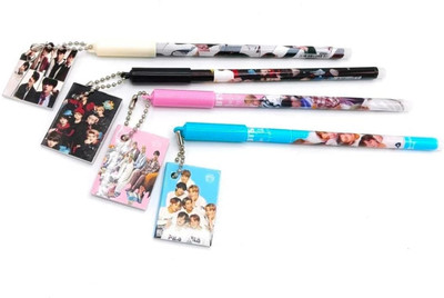 KLASSYWORLD BTS ARMY. Ball Pen(Pack of 6, Ink Color - BTS Pen With Diary Eraser Set of 6 For School College Office Gifting Gift)
