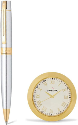 SHEAFFER G934 Set of 2 Gift 300 Bright Chrome Ball Pen With Table Clock Combo Premium Pen Gift Set(Ink Color - Black)