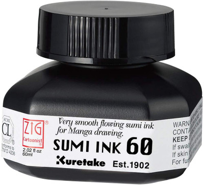 Zig KURETAKE CARTOONIST SUMI INK 60 ML Ink Bottle(Ink Color - BLACK MADE IN JAPAN)